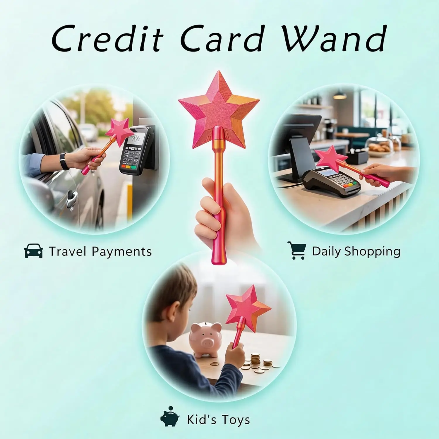 3D 프린팅 신용카드 모양 결제 터치펜, 직불카드 터치펜, 스타 매직 비접촉 결제 카드 홀더, 어린이 선물, 장난감