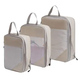 3 - Piece Expandable Compression Packing Cube Set - Lightweight Travel Organizers - 3pcs (Ivory)