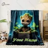 Customized Name Personalized Blanket Marvel Groot Printed Blanket Soft and Comfortable Home Travel Adult and Child Warm Blanket 4
