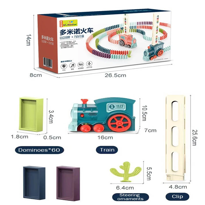 Domino Train Set Automatic Domino Laying Train Educational Toy Early Learning Boys Gift Creative Play 60 Pcs domino set