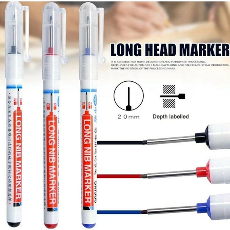 Woodworking Pen Long Head Marker Pens Long Nib Marker Pen Waterproof Marker Pencils Colorful Ink Carpenter Marking Tool car dent repair puller