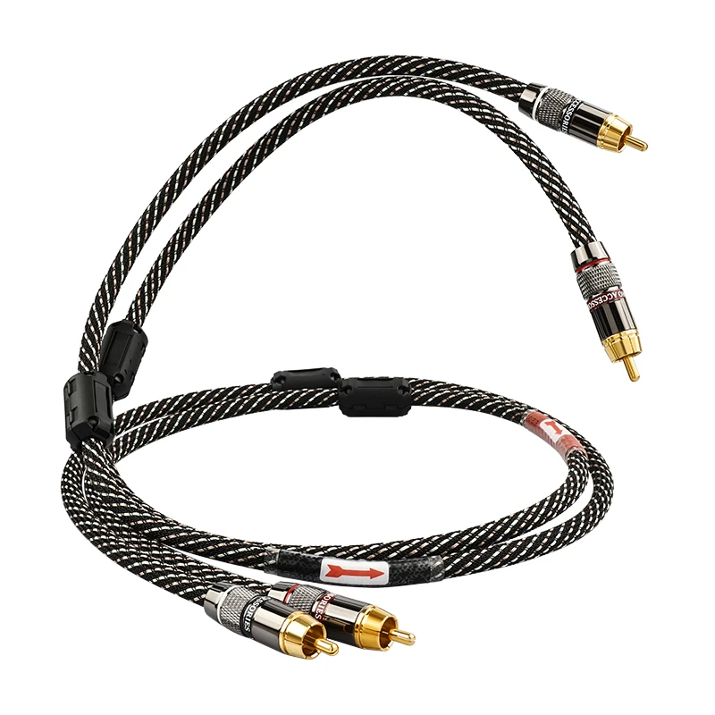 YYTCG HIFl stereo RCA Audio cable 6N OFC Male to Male 2RCA to 2RCA Audio Cable with Gold Plated connector Plug For CD Amplifier