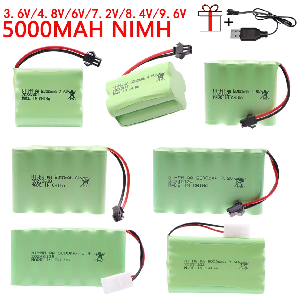 Batteria Ricaricabile 9.6V 5000mAh – 2 Pezzi Per Auto E Giocattoli RC, Robot E Strumenti