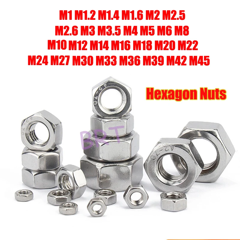 

Hexagon Lock Nuts M1 M1.2 M1.4 M1.6 M2 M2.5 M2.6 M3 M3.5 M4 M5 M6 M8 M10 M12 M14 M16 M18 M20 M22 M24 M27 M30 M33 M36 M39 M42 M45