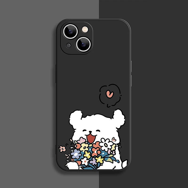 Charming Cartoon Dog Couple Soft Phone Case - Adorable Lovers Paired Design Cover