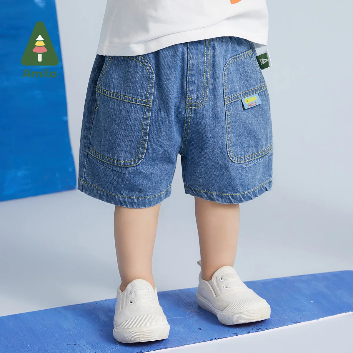 Baby Boy Pants Summer Denim Shorts Not Easy to Fade Cute Cartoon Pattern Casual Fashion Simple Children's Bottoms Amila baby shorts