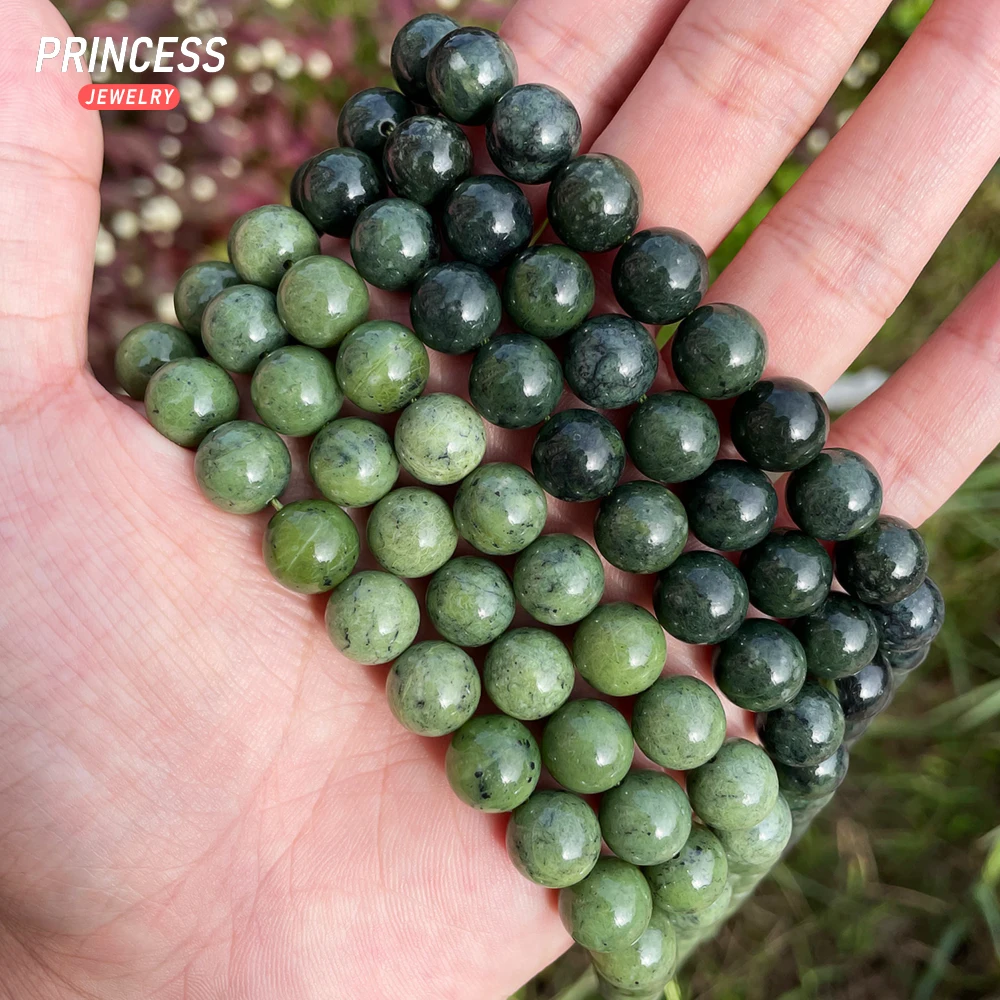 A+ Natural Nephrite Canadian Jade Beads 6 8 10mm for Jewelry Making DIY Bracelet Wholesale Beads Accessories 4