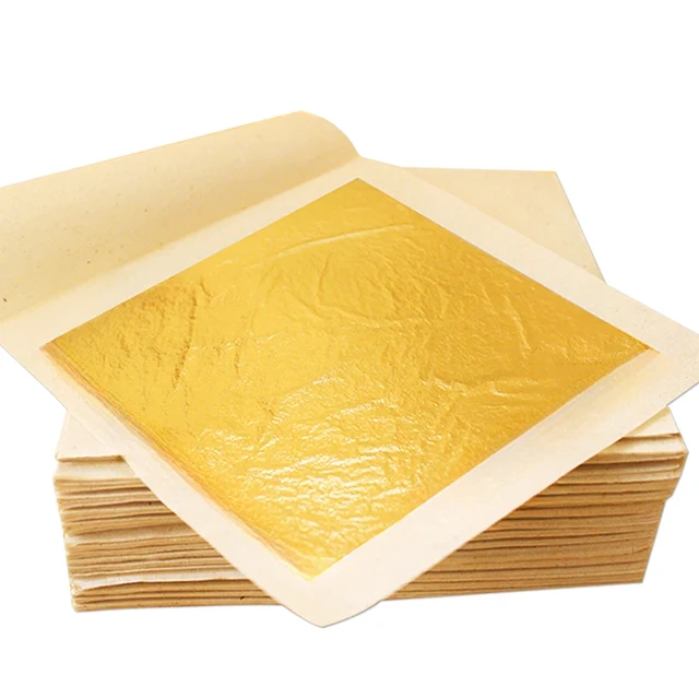 24K Genuine Gold Foil 9.33cm Gold Leaf Gold Foil Sheets DIY Cake Decoration  Arts Crafts