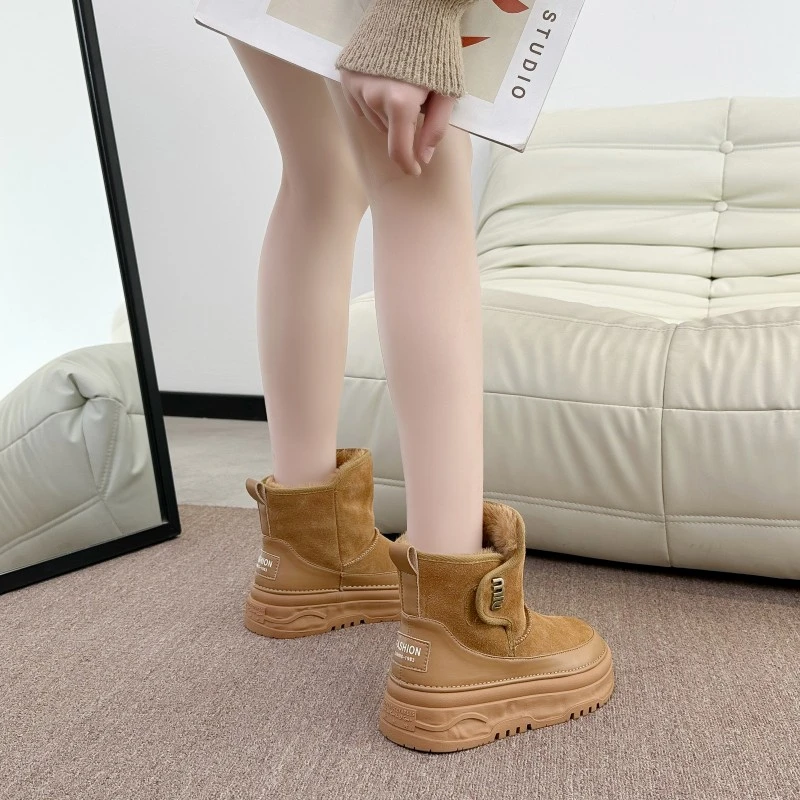 

Женские зимние ботильоны 2023, бархатные теплые ботинки с круглым носком на среднем каблуке, замшевые однотонные повседневные модные ботинки для женщин