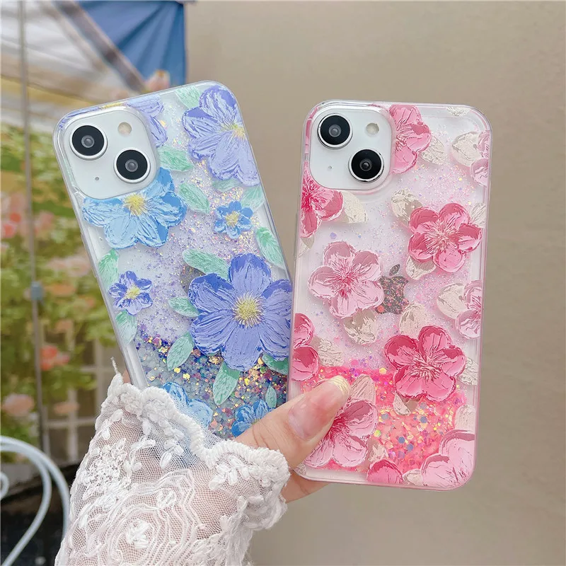 

Dynamic Phone Case For Huawei Nova 10 9 8 7 6 SE 5 Pro Nova 5i 5z 5t 7i Luminous Liquid Quicksand Glitter Cover flower Floral