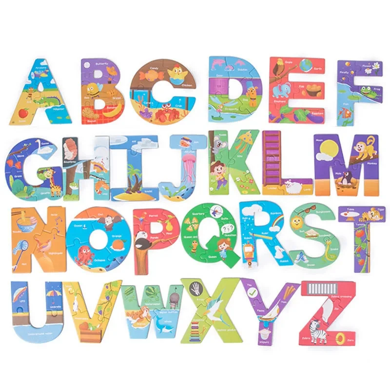 

Alphabet Number Jigsaw Puzzle Toys 2 3 4 Years Toddlers Montessori Cognitive Board Preschool Educational Learning Letters Number