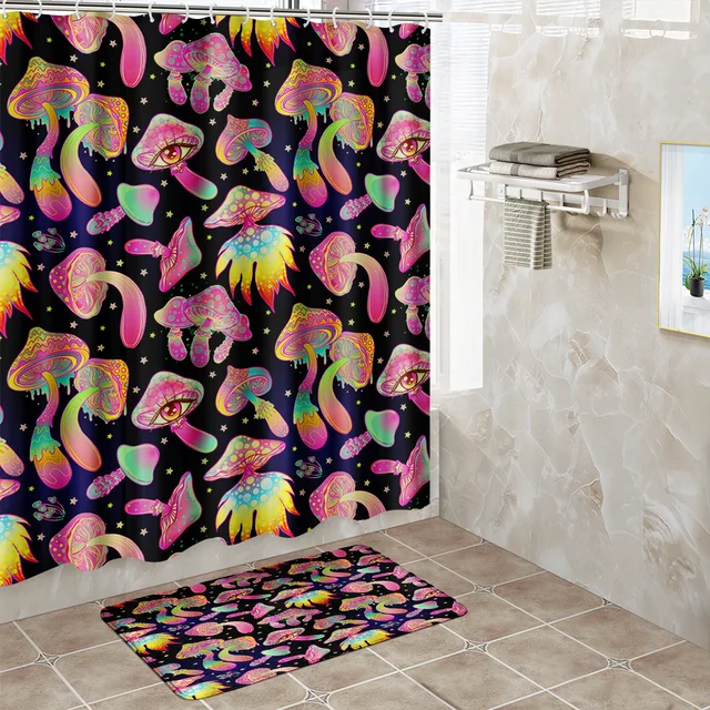 Mushroom Print Waterproof Shower Curtain