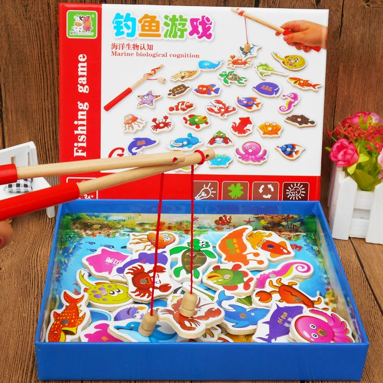 32PCS Montessori Toddler Wooden Fishing Game Toys for Kids Magnetic  Education Cognition Fishing Toys Gifts for 3+Years Children - AliExpress