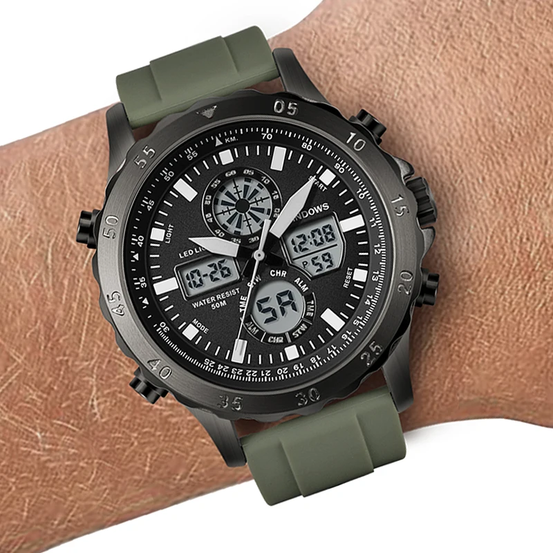PINDOWS Orologio da polso da uomo, analogico, cronografo, al quarzo, impermeabile, abbigliamento casual e casual, cinturino in pelle nero-marrone, Black Case Black Band White Face, Moderno : PINDOWS