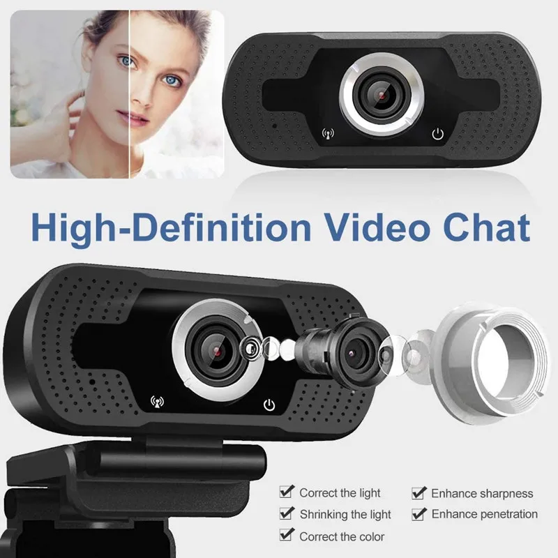 Smart Home Mini Webcam pc webcam pc web camera computer camera with Own 110 &deg; 1080P HD Wide Angle Built-in Stereo Microphone Support for Lens Autofocus Plug and Play