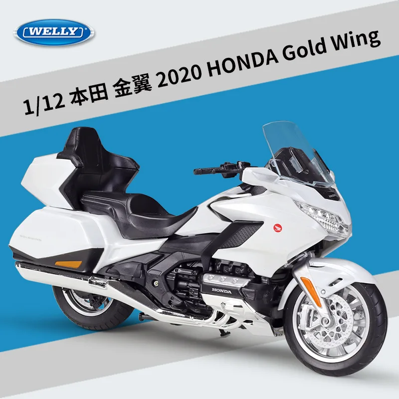 Welly 1:12 Honda Gold Wing 2020 Gold Wing 중장비 모조 합금 오토바이 모델 장난감 컬렉션 디스플레이 선물