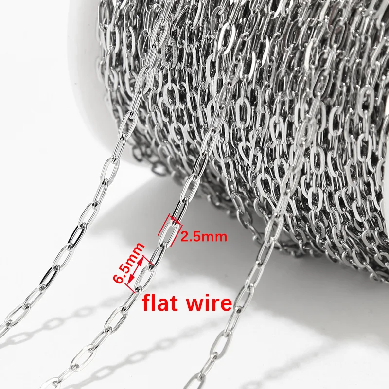 2M Stainless Steel Gold Long Oval Link Chain 2.5mm width Gold Cable Chains for DIY Necklace Bracelet Anklet Making 2 types 2