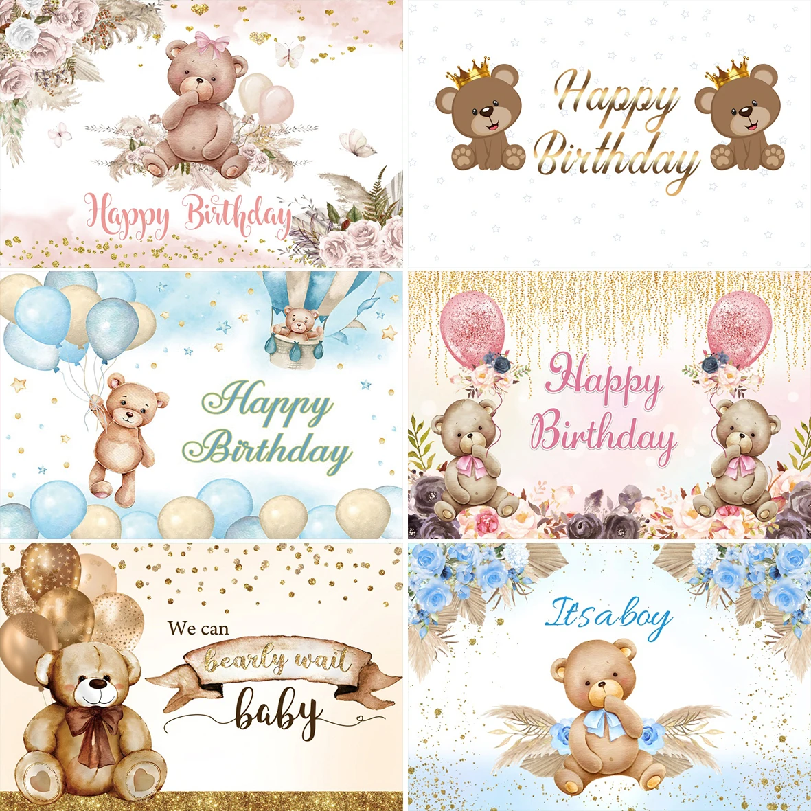 Мишка Тедди детский душ фоны для