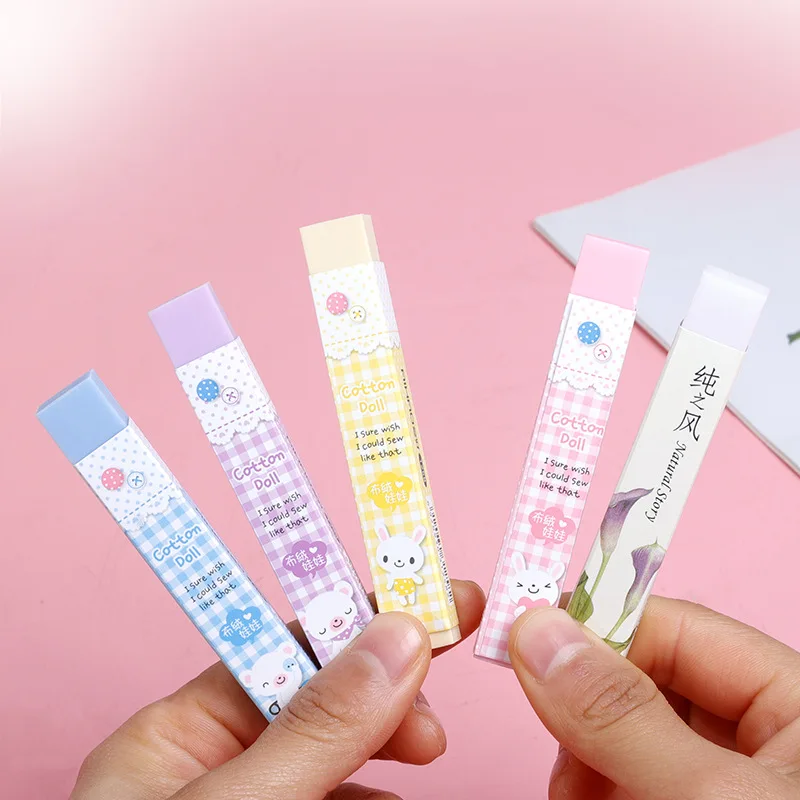 취미용 컬러 지우개, 롱 스트립 클린 지우개 한국어 버전 캔디 컬러 지우개 어린이용 연필 지우개 저렴한 귀여운 지우개