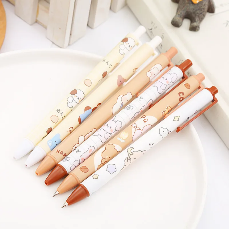 Lytwtw's Cute Gel Pen Creative Rabbit Bear Press 1 Piece Office Gift School Supplies Stationery Kawaii Funny Pens gel pens