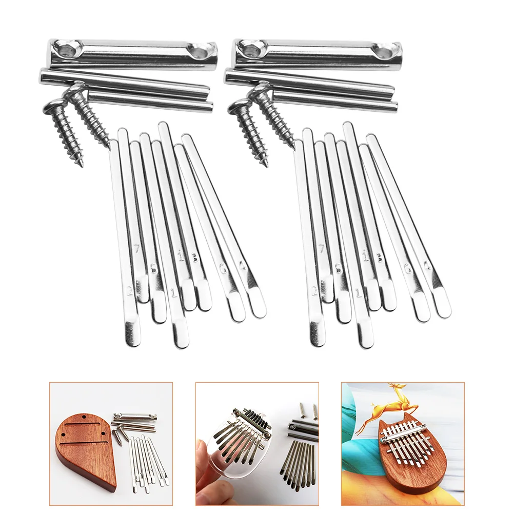 2 Sets Thumb Piano Shrapnel Kalimba for Kids Miniature 8 Keys Unfinished Metal Beginner Child