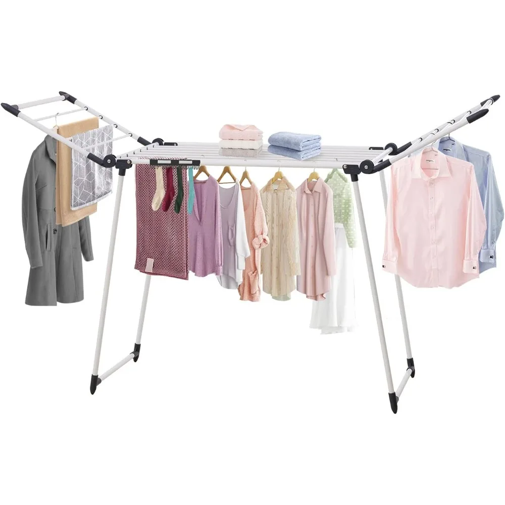 

Clothes Drying Rack, Gullwing Laundry Rack, Collapsible, Space-Saving Laundry Rack, with Sock Clips,for Clothes,68.9*23.6*42.5in