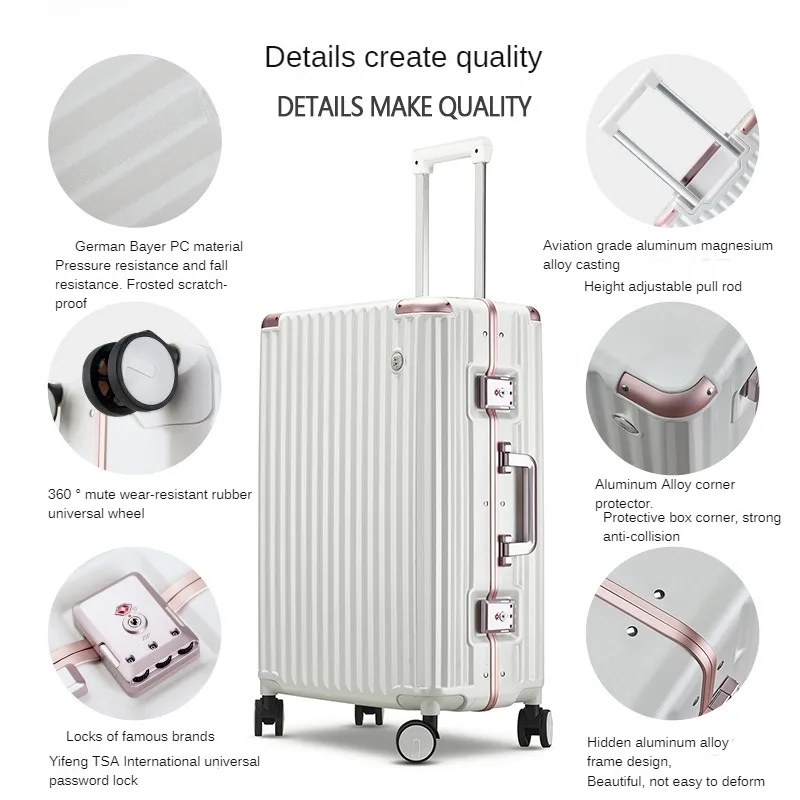 Luggage Female Suitcase Mute Universal Wheel Aluminum Frame