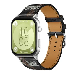 Premium PU Leather Sport Wristband Bracelet - Universal Smartwatch Replacement Strap for Huawei Fit1 (PrintingB)