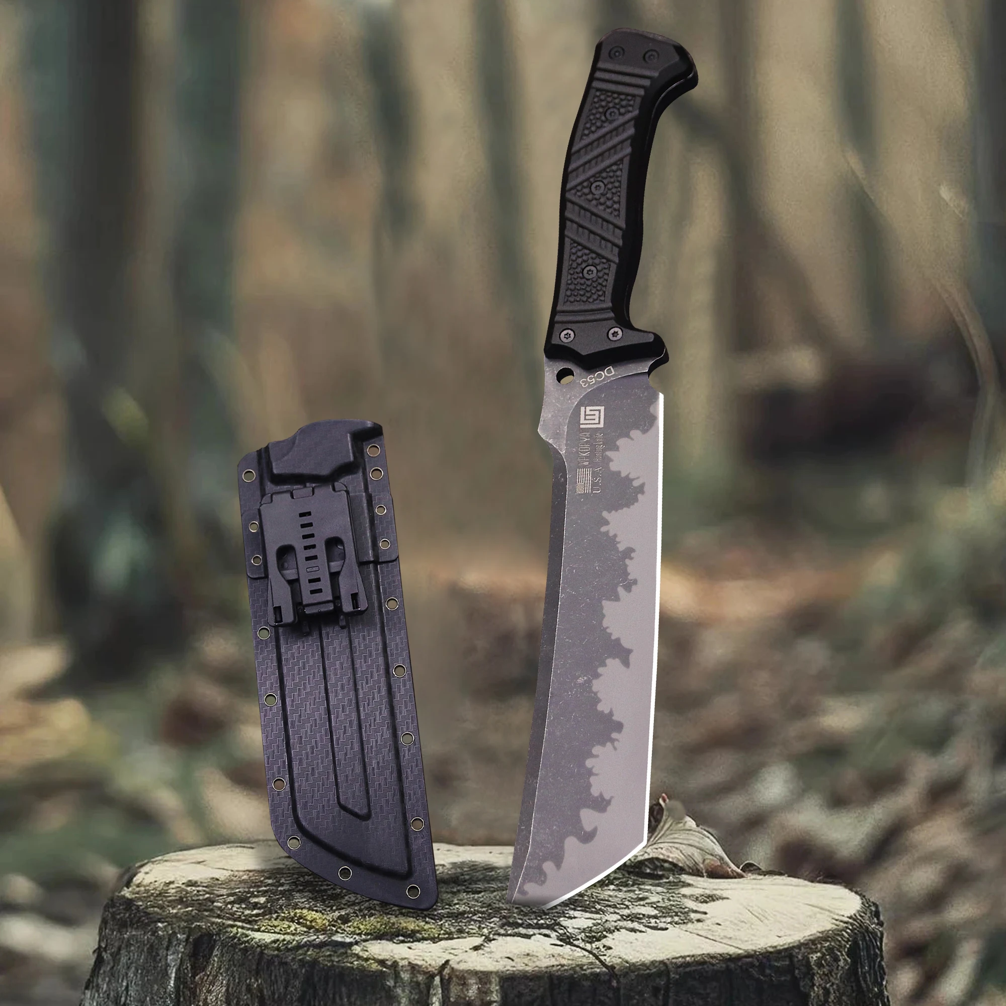 U. S.A. 14 inch DC53 steel full Tang multi-purpose jungle wood cutter, outdoor logging knife, household agricultural tool knife 3