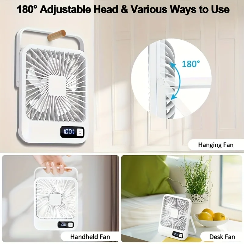 Desk Fan Portable USB Rechargeable 5 Speeds