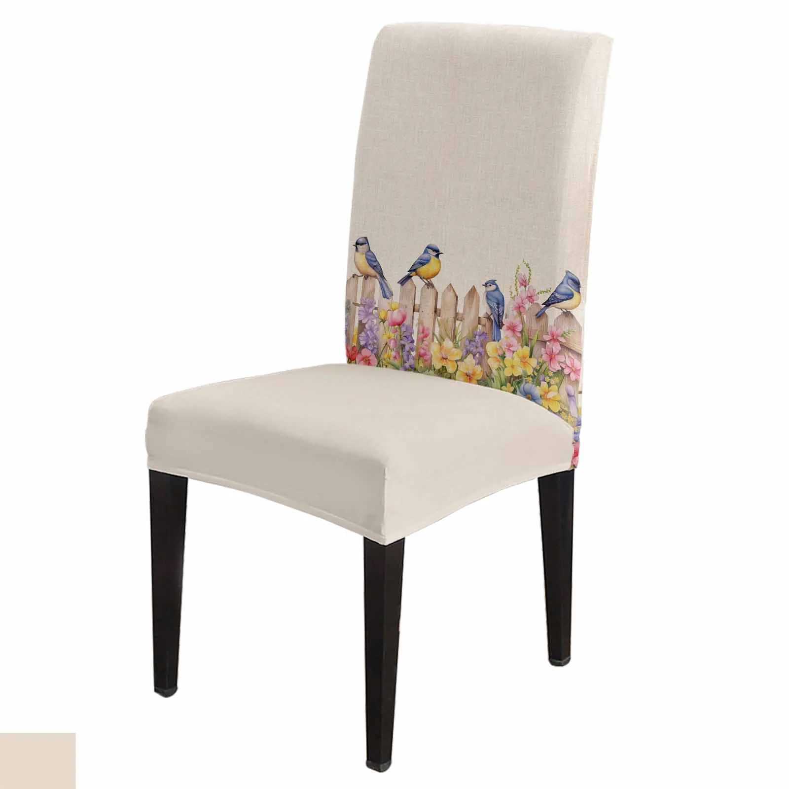 

Country Garden Birds Flowers Chair Cover Set Kitchen Stretch Spandex Seat Slipcover Home Dining Room Seat Cover