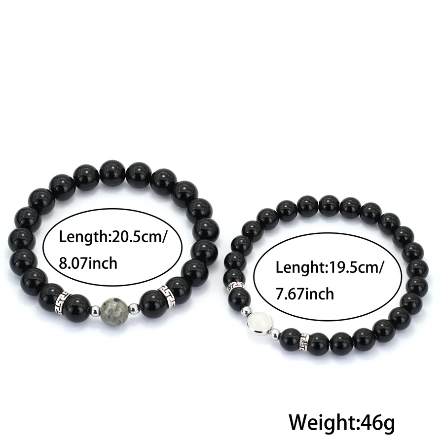 Obsidian Blue Sandstone Couple Bracelet Valentine Gift