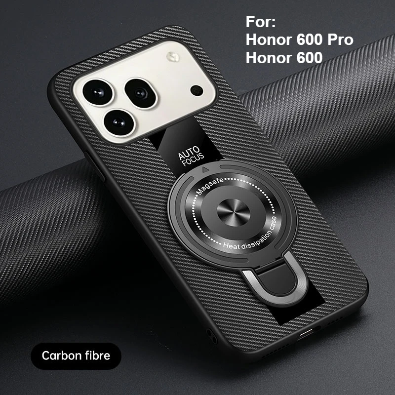Leather Magnetic Ring Stand Case, Anti-Fall Protection Cover