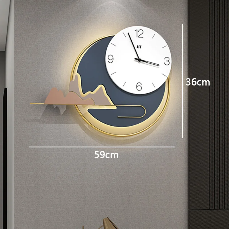 Blue Round Landscape Wall Clock B-With light  