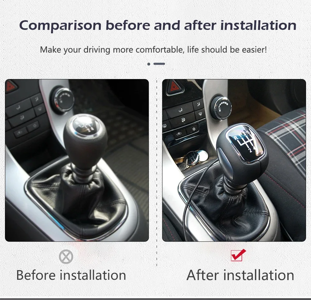 Gear Shift Knob For Chevrolet Cruze 2009 - 2015 MT 5/6 Speed Manual Transmission