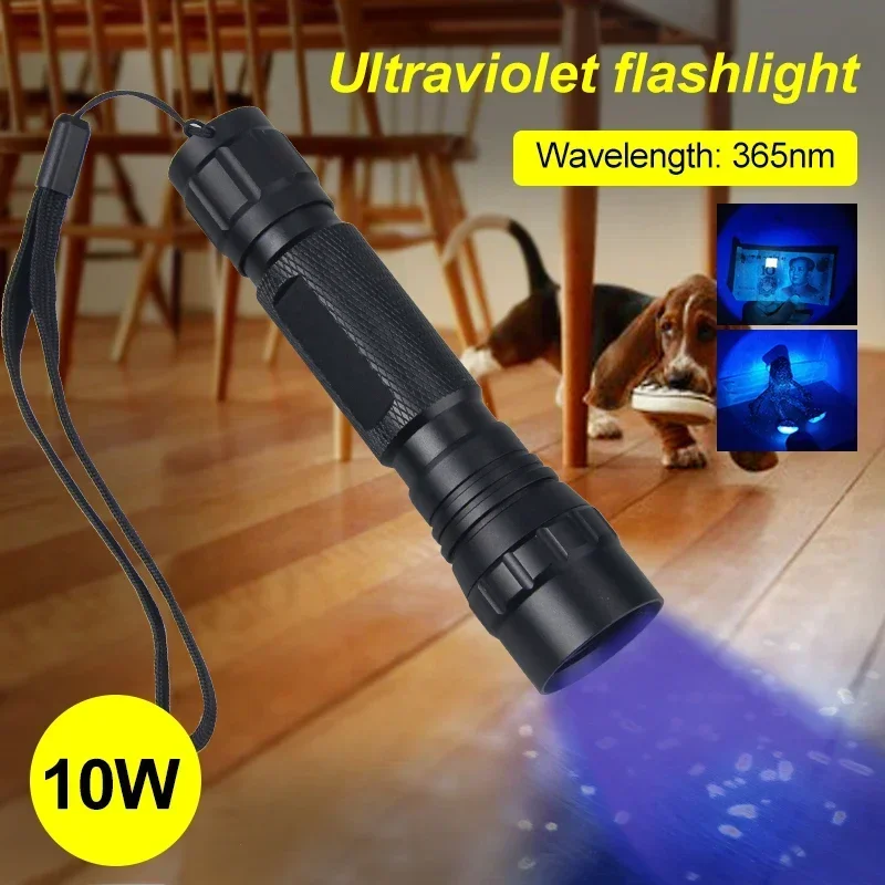 Description Picture 2 of item10W 365nm UV Flashlight Ultraviolet Torch Scorpion UV Light Pet Urine Detector Money Inspect Light rechargeable outdoor lighting