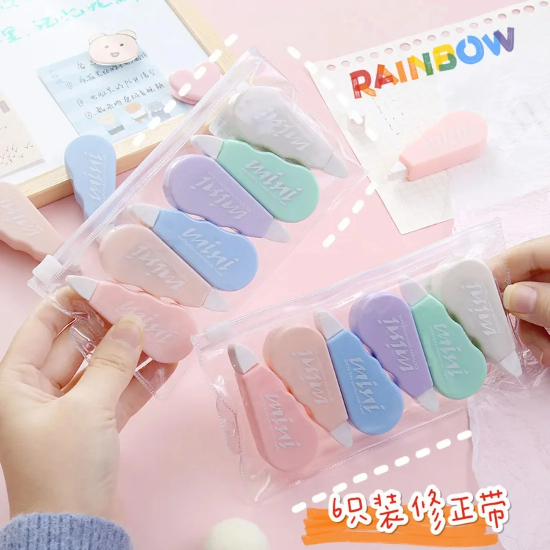 Correction Tape Altered Tools School Office Corrector Stationery Kids Sweet Novelty Supplies Cute Kawaii Macaron 1 Set/6 Piece