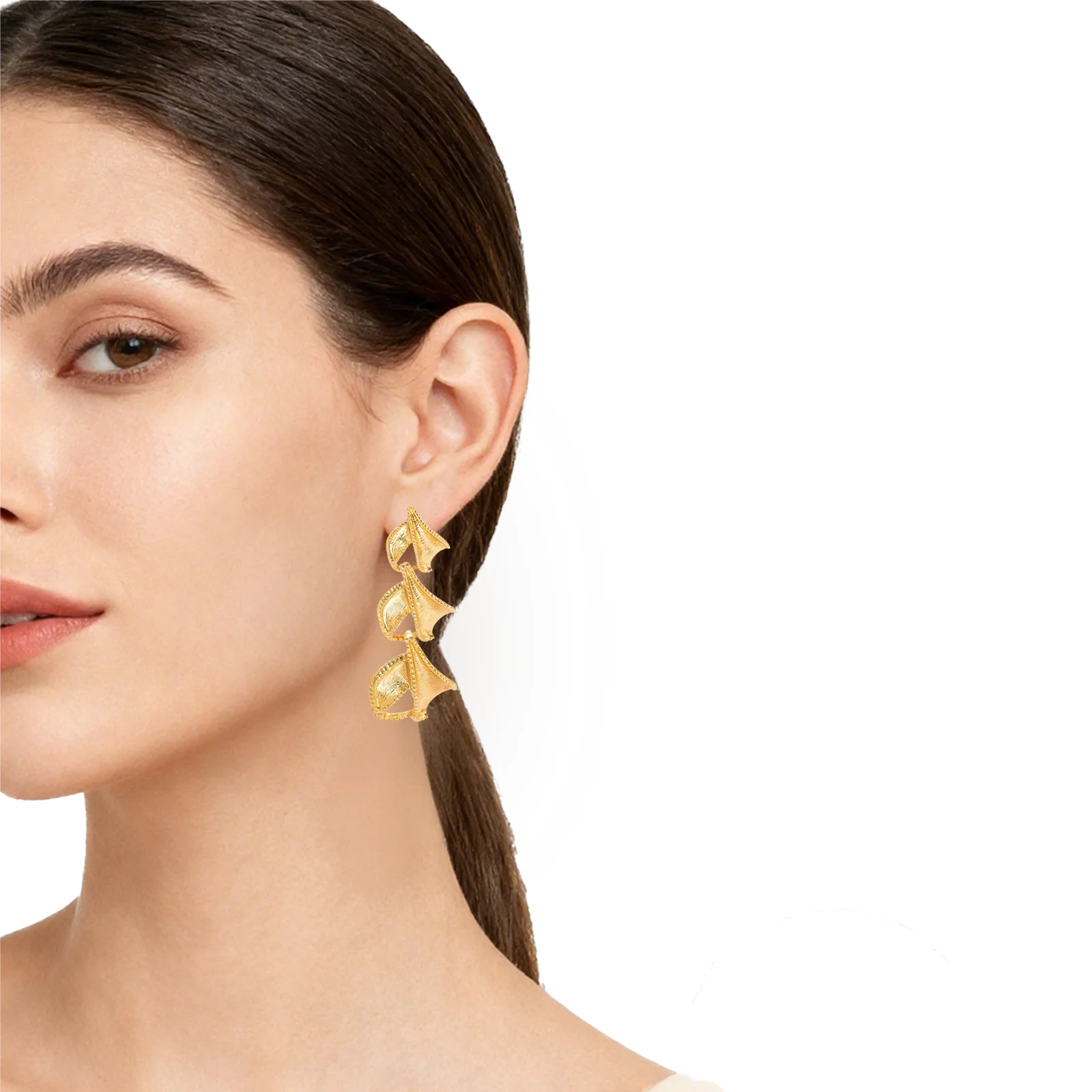 YTJX 2025 Trendy Neue Chic Drei Ton Piercing Ohrringe Romantische Bogen Knoten Stud Ohrringe Für Frauen Partei Schmuck Geschenk Weihnachten – Detail 6