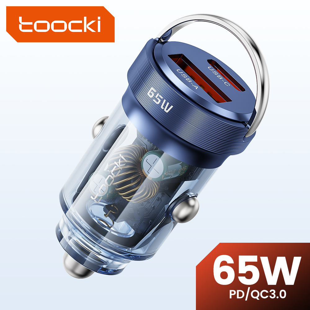 Toocki 65W Car Charger QC3.0 PD3.0 USB Type C Fast Charger for Laptop Samsung S23 Ultra iPhone 14 13 Xiaomi Phone Charger in Car