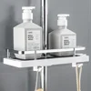 Bathroom Shelf Shower Storage Holder Pole Shelves Shampoo Tray Stand No Drilling Lifting Rod Shower Head Holder Rack Organizer 2