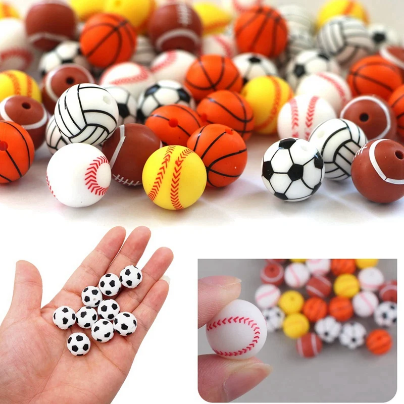 DIY Beading Kit Silicone Beads 60Pcs 15Mm Silicone Beads Bulk With String Making Jewelry Necklace Bracelet DIY Crafts For Pen