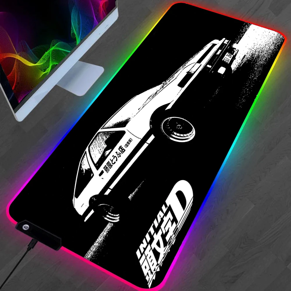 

Anime Initial D LED Gaming Mousepads Large Desk Mat PC Gamer XL Mousepad RGB Mouse Pad Luminous Mouses Mice Mats With Backlight