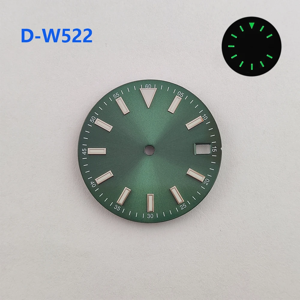 새로운 스타일의 시계 다이얼 28.5mm 녹색 발광 맞춤형 로고 시계, 멸균 다이얼 시계 액세서리, NH35 무브먼트에 적합