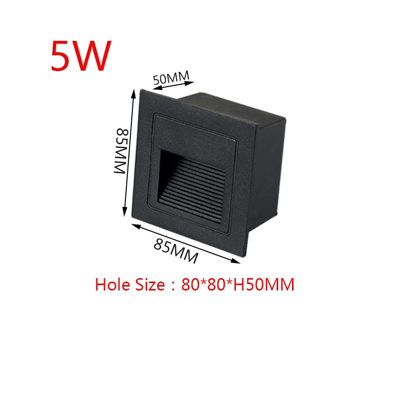 thumbnail image 1 of Lámpara de pared LED regulable de 3 W, 5 W y 7 W, luz de escalera de aluminio, lámpara de paso LED empotrada, lámparas de esquina de pared para caminos, CA 85-265 V, luz de pared CC 12 V, 1 of 5