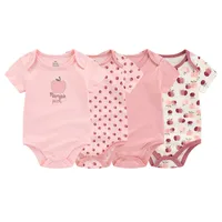 Kiddiezoom 4pcs Fashion Short Sleeve Cartoon Baby Boy Girl Bodysuit 100% Cotton Newborn Boy Girl Onesies Clothes 2
