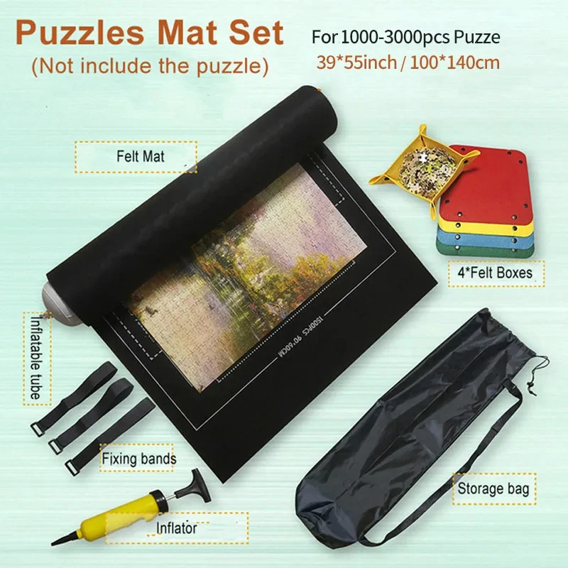 Professional Puzzle Roll Mat Blanket Felt Mat up to 1500/2000/3000 Pieces Accessories Puzzle Portable Travel Storage Bag 5
