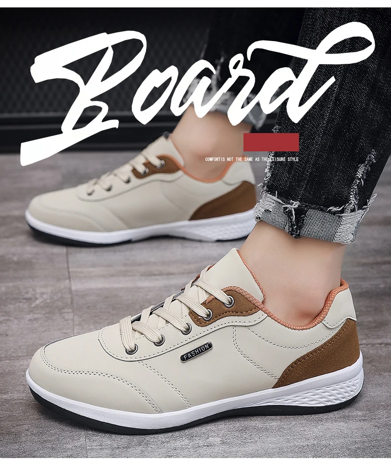 Description Picture 4 of itemPu Leather Men Shoes Sneakers Trend Casual Skateboarding Shoes Male Sneakers Non-slip Footwear Men Walking Shoes Men Sneaker