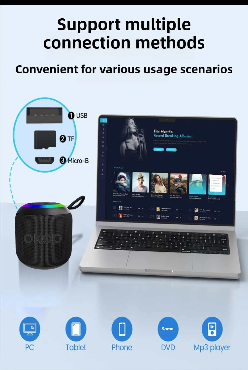 Tragbarer Bluetooth Lautsprecher Mit Erstklassiger Klangqualität_voghion.com