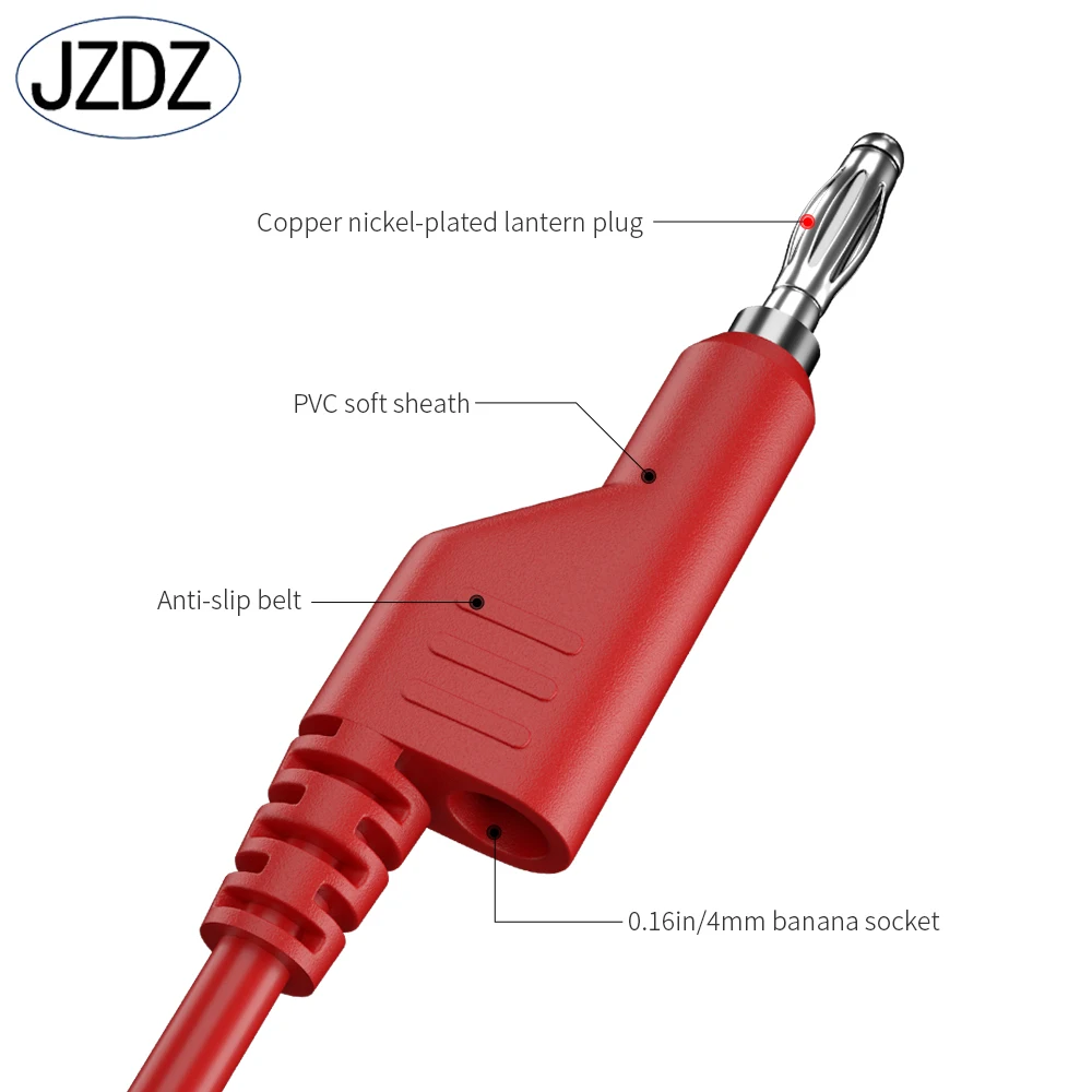 JZDZ 5pcs 4mm 바나나 플러그 테스트 클립/후크 멀티 미터 테스트 리드 전기 테스트 케이블 라인 점퍼 와이어 DIY 도구 J.70054-2
