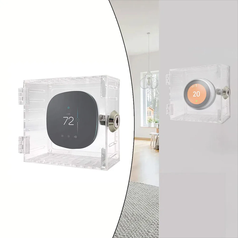 

1PCS Transparent Acrylic Thermostat Lock Box Guard Clear Cover Lock Box Gift For Friends Homes Offices Churches Schools